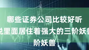 哪些证券公司比较好听说里面居住着强大的三阶妖兽